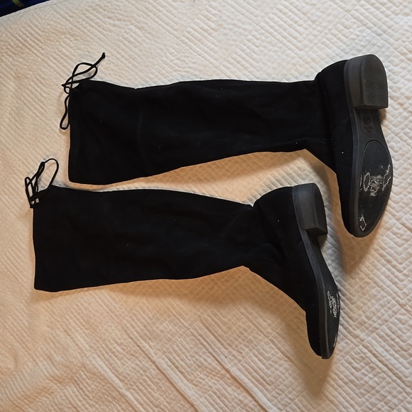 No Parking Black Over the Knee Faux Suede Boots, Size 8 - Picture 2 of 11